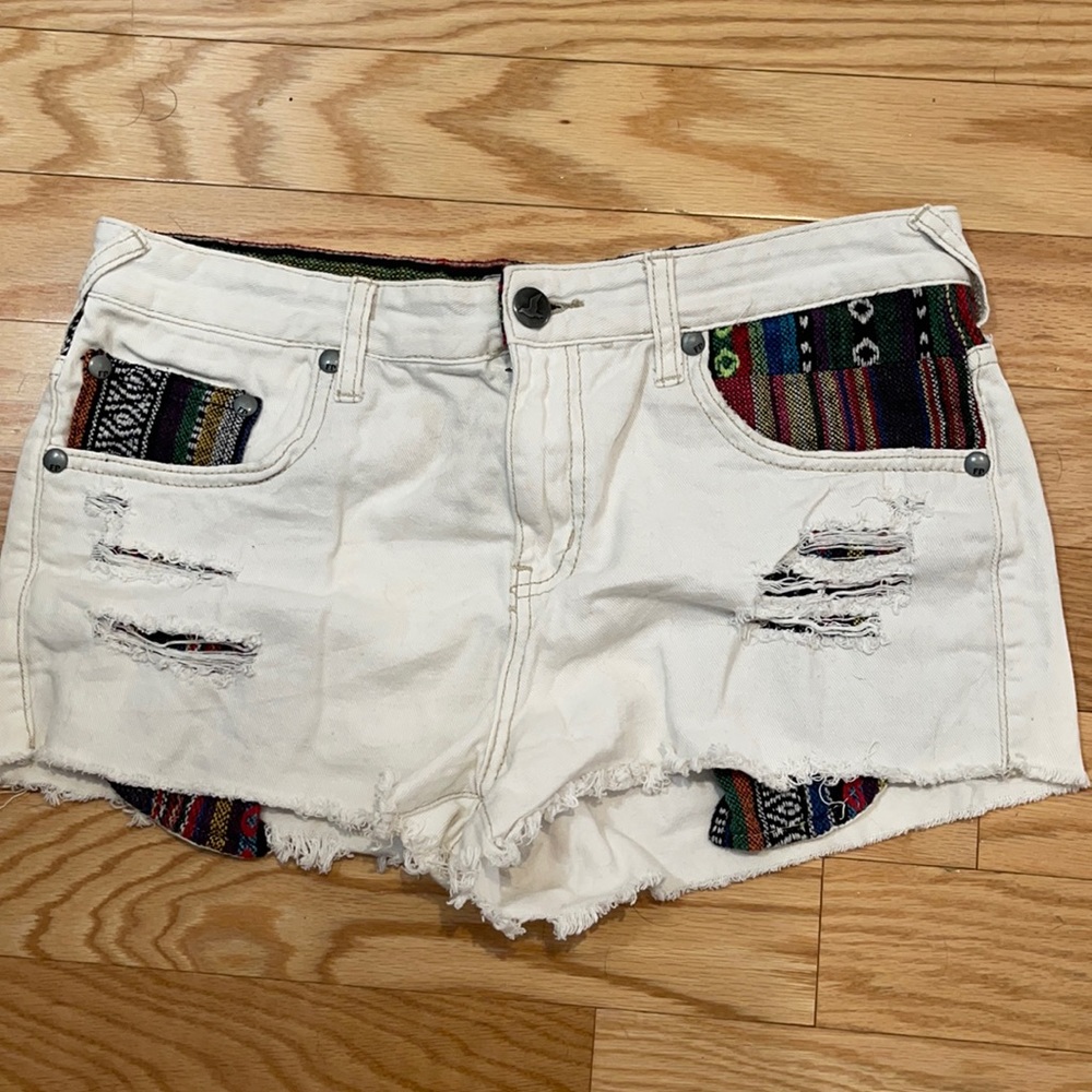 Vintage Free People White Denim Shorts
